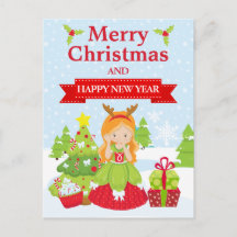 Princesa de Natal de Cabelo Vermelho Festivo