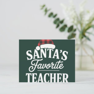 Cartão Postal De Festividades Professor Favorito do Papai Noel Natal Ensina Alun
