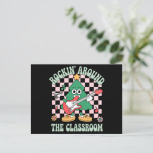 Cartão Postal De Festividades Professor Groovy Natal Balançando a Sala de Aula