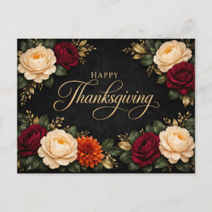 Cartão Postal De Festividades Projeto de Floral de Ação de Graças em Letra Doura