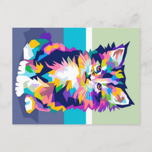 Cartão Postal De Festividades Proprietário Colorido de Pet Gato-Zangado