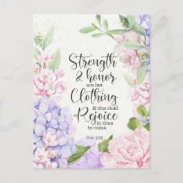 Cartão Postal De Festividades Provérbios 31:25 - Força e honra