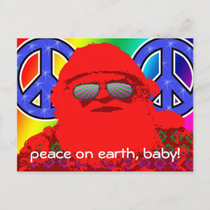 Cartão Postal De Festividades Psychedelic Santa Peace Postcard