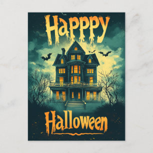Cartão Postal De Festividades Publicidade na Casa Halloween do Realtor