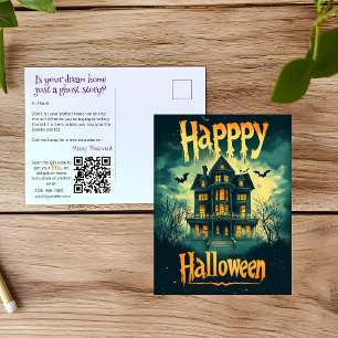 Cartão Postal De Festividades Publicidade na Casa Halloween do Realtor