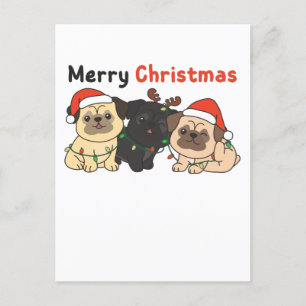 Cartão Postal De Festividades Pug Christmas Animals Cute Dogs Merry Christmas