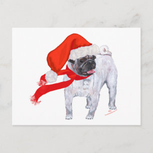 Cartão Postal De Festividades Pug de Natal