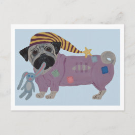 Cartão Postal De Festividades Pug em PJs 