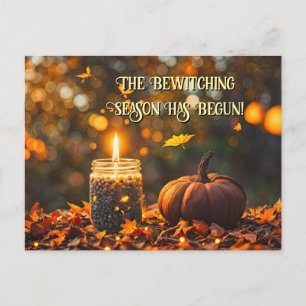 Cartão Postal De Festividades Pumpkin da Vela do Equinox Mabon de outono