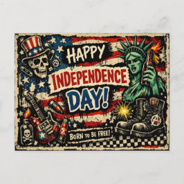 Cartão Postal De Festividades Punk Rock Style Independence Day