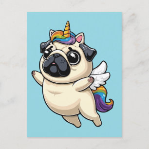 Cartão Postal De Festividades pup Unicorn