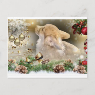 Cartão Postal De Festividades Puppy de Corgi de Natal