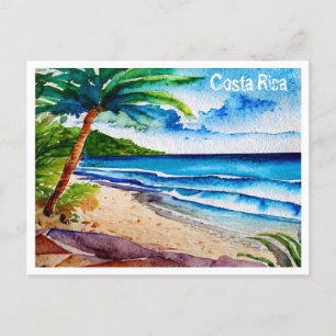 Cartão Postal De Festividades Pura Vida Watercolor, Costa Rica Beach