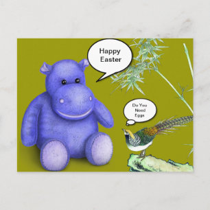Cartão Postal De Festividades Purple Easter Hippo