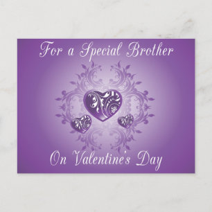 Cartão Postal De Festividades Purple Hearts Brother Valentine Postcard