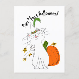 Cartão Postal De Festividades Purr*fect Cat Pumpkin Halloween