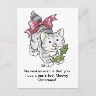 Cartão Postal De Festividades Purrfect Meowy Christmas