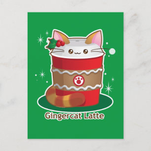 Cartão Postal De Festividades Purrista Pawfee: Café Gengibre Feriado Bonito