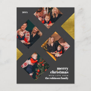 Cartão Postal De Festividades Quadrados de Foto e Foto Gold Galeria de Natal
