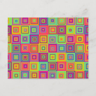 Cartão Postal De Festividades Quadrados Geométricos Coloridos