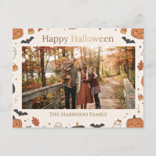 Cartão Postal De Festividades Quadro Customizável Fofo Kawaii Feliz Halloween