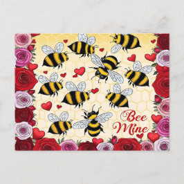 Cartão Postal De Festividades Quadro de Amor Floral de Bee Mine