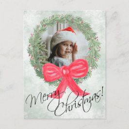 Cartão Postal De Festividades Quadro de Foto de Grinalda de Natal em Aquarela