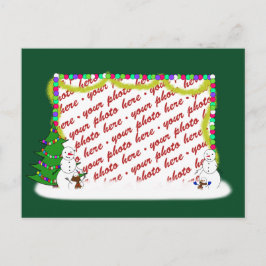 Cartão Postal De Festividades Quadro de Fotografias da Família Snowman Holiday