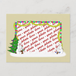 Cartão Postal De Festividades Quadro de Fotografias da Família Snowman Holiday