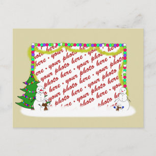 Cartão Postal De Festividades Quadro de Fotografias da Família Snowman Holiday