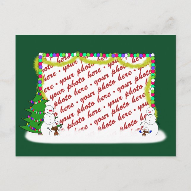 Cartão Postal De Festividades Quadro de Fotografias da Família Snowman Holiday (Frente)