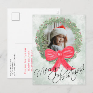 Cartão Postal De Festividades Quadro de Fotografias de Wreath com Aquarelas de N