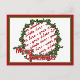 Cartão Postal De Festividades Quadro de Fotos do Círculo Holly Wreath