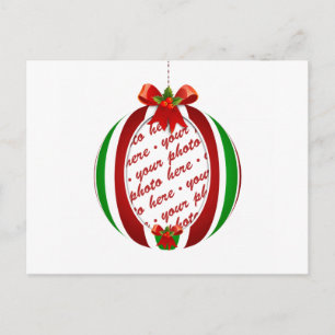 Cartão Postal De Festividades Quadro de Fotos do Enfeites de natal Vermelho e Ve