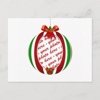 Cartão Postal De Festividades Quadro de Fotos do Enfeites de natal Vermelho e Ve
