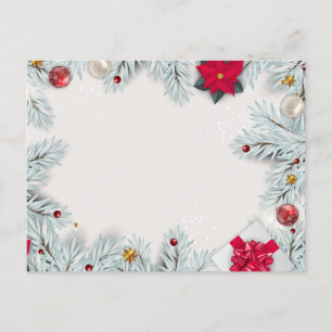 Cartão Postal De Festividades Quadro de Natal Branco Fundo