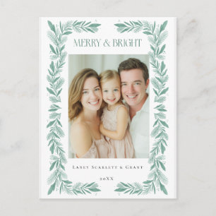 Cartão Postal De Festividades Quadro de ramalhete verde Natal clássico