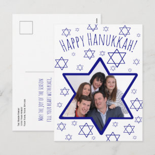 Cartão Postal De Festividades Quadro lunático Hanukkah feliz da foto da estrela