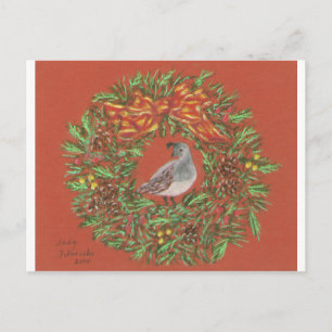Cartão Postal De Festividades quail desert Christmas card