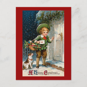 Cartão Postal De Festividades "Qualquer um em casa?" Natal vintage