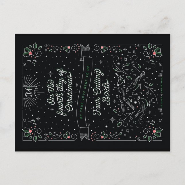 Cartão Postal De Festividades QUARTO DIA do NATAL/cartão do Natal (Frente)