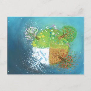 Cartão Postal De Festividades Quatro estações na Terra