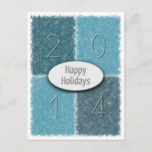 Cartão Postal De Festividades Quatro Retângulos Felizes Feriados 2014 Azul Moder