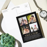 Cartão Postal De Festividades Que Ano De Revisão 4 Colagem De Fotos<br><div class="desc">Este ano simples e moderno na revisão 4 cartões postais fotográficos são perfeitos para enviar para a família e amigos neste feriado.</div>