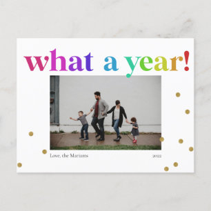 Cartão Postal De Festividades Que ano! Foto do Rainbow Fun Color Confetti 2022