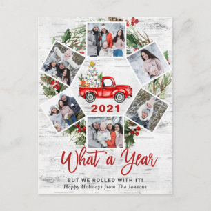 Cartão Postal De Festividades Que Caminhão Vermelho da Fazenda Vermelha de Natal