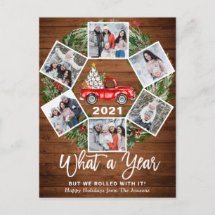 Cartão Postal De Festividades Que Caminhão Vermelho da Fazenda Vermelha de Natal