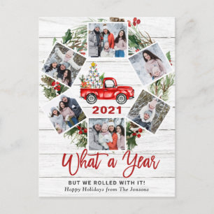 Cartão Postal De Festividades Que Caminhão Vermelho da Fazenda Vermelha de Natal