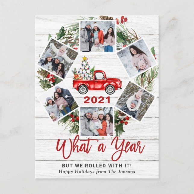 Cartão Postal De Festividades Que Caminhão Vermelho da Fazenda Vermelha de Natal (Frente)