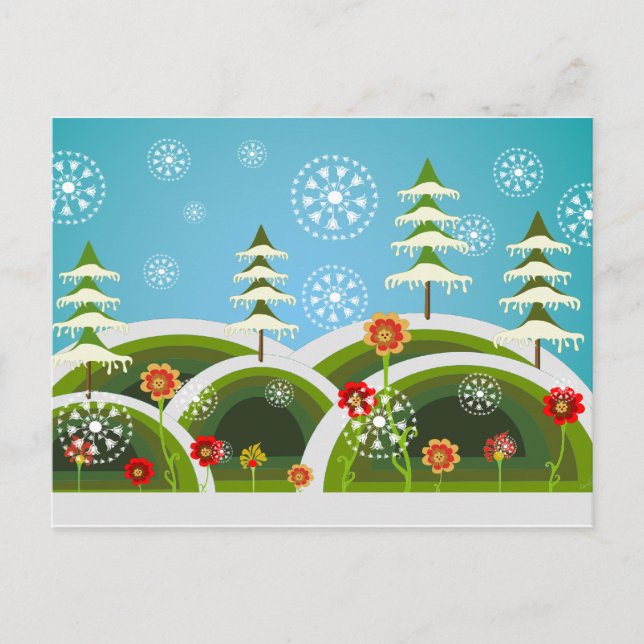 Cartão Postal De Festividades Queda de neve do Natal (Frente)